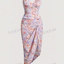 NEW - Floral Runched Dress - Small