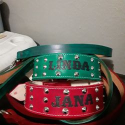 Dog collars 100%leather S,M,L,XL custom with dog name #leather (collar para perro grandes resistentes todas las medidas puro cuero)