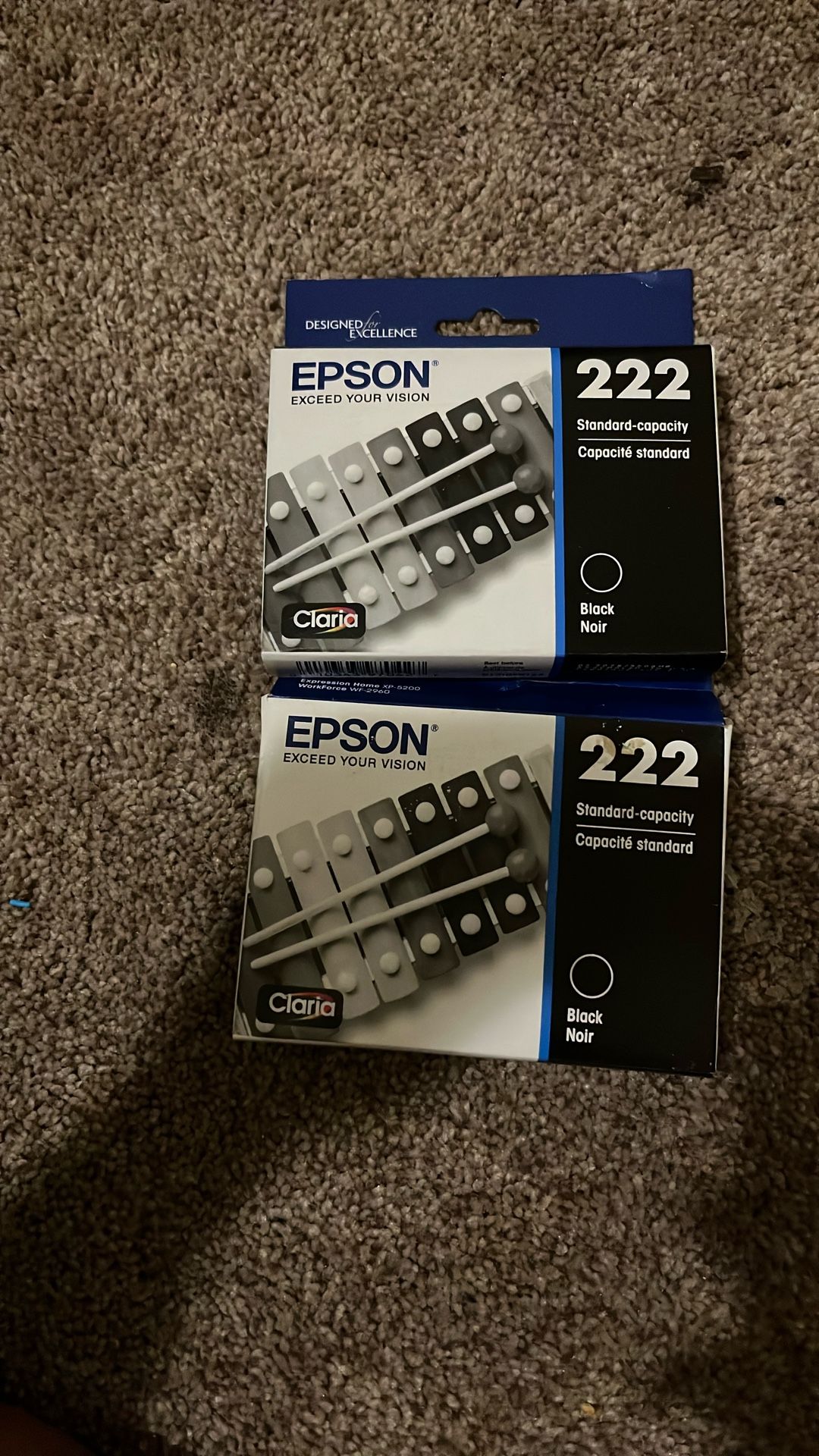 Two Epson 222 Ink Black 