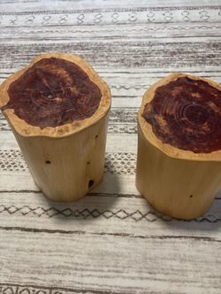 Natural Wood Log Stump Stools – Set of 2