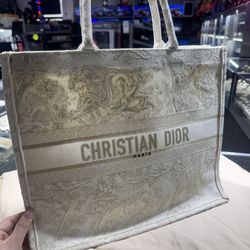Christian Dior Book Zoo Tote Back Cream