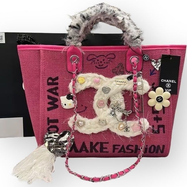 CHANEL Hot Pink Decorative Deauville Beaute Bag & Gift Bag