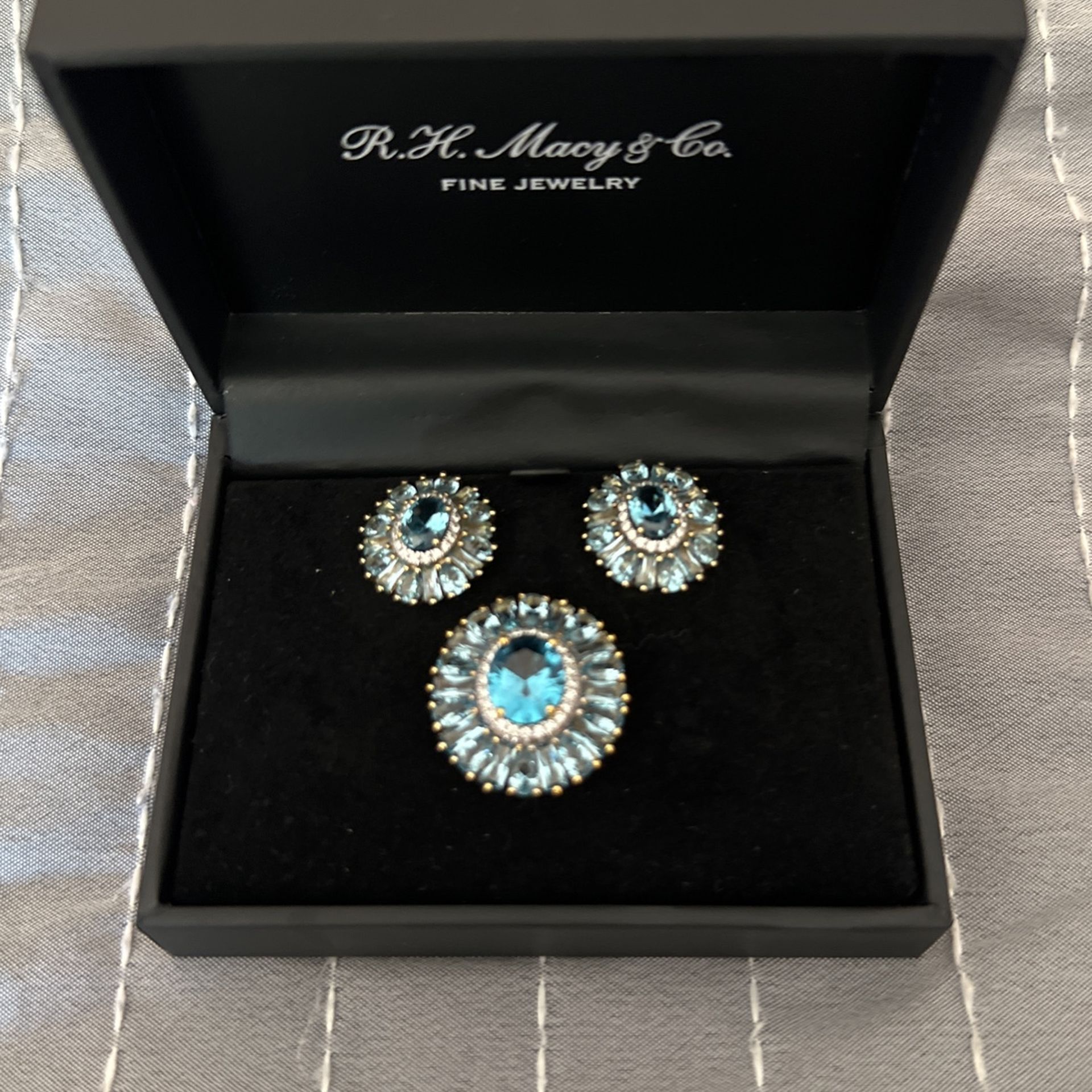 Earrings Macy's Blue Topaz Necklace Blue Topaz Necklace Lined - Main Image