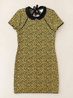 Leopard Print Mini Dress with Peter Pan Collar