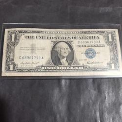  1957 blue seal 1$ Silver Certificate Circulated