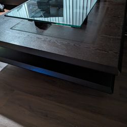 Double Decker Coffee Table With Thick Glass Top