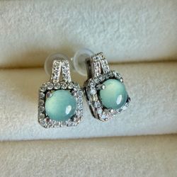 Genuine Grade A Natural Icy Glow Jadeite Jade Studs S925 Sterling Silver Gemstones Earrings