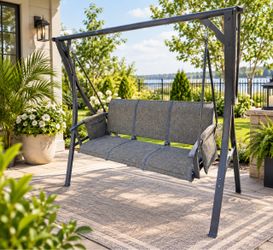 3-Seat Outdoor Patio Swing with Stand