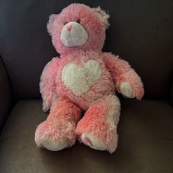 Build A Bear Workshop Pink Heart Bear Plush Stuffed Sound Happy Birthday Bear