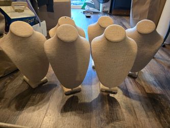 6 Medium Size Burlap Wrap Bust Necklace Displays