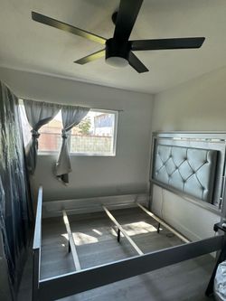Queen Bed Frame with Tufted Headboard
