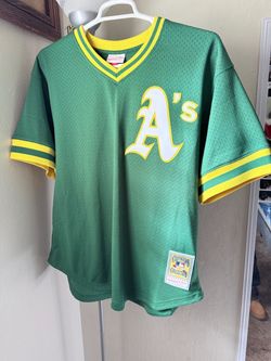 Men's Athletics Rickey Henderson Mitchell & Ness Green Authentic Batting Practice Jersey