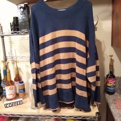 Beige Striped Blue sweat shirt