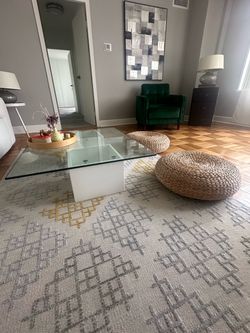 Modern Square Tempered Glass Coffee Table (48" x 48") – White Pedestal Base