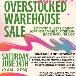 Overstock Warehouse Sale!! Saturday 6/14