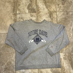 VINTAGE Notre Dame Fighting Irish Sweatshirt Mens Gray Crewneck Pro Player Size XL 