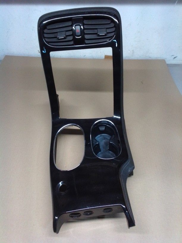 08-13 C6 Corvette Center Console Radio Trim Bezel Black Carbon Fiber Leather 3054-F