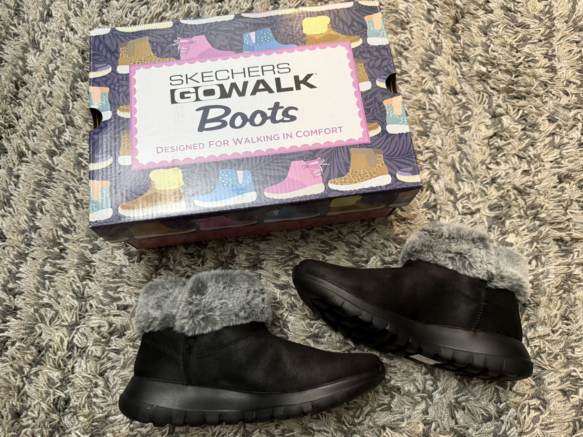 Skechers Go Walk Boots – Black, Brand New