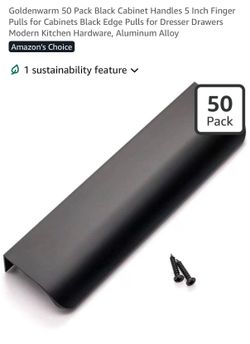 Goldenwarm 50 Pack Black Cabinet Handles 5 Inch Finger Pulls