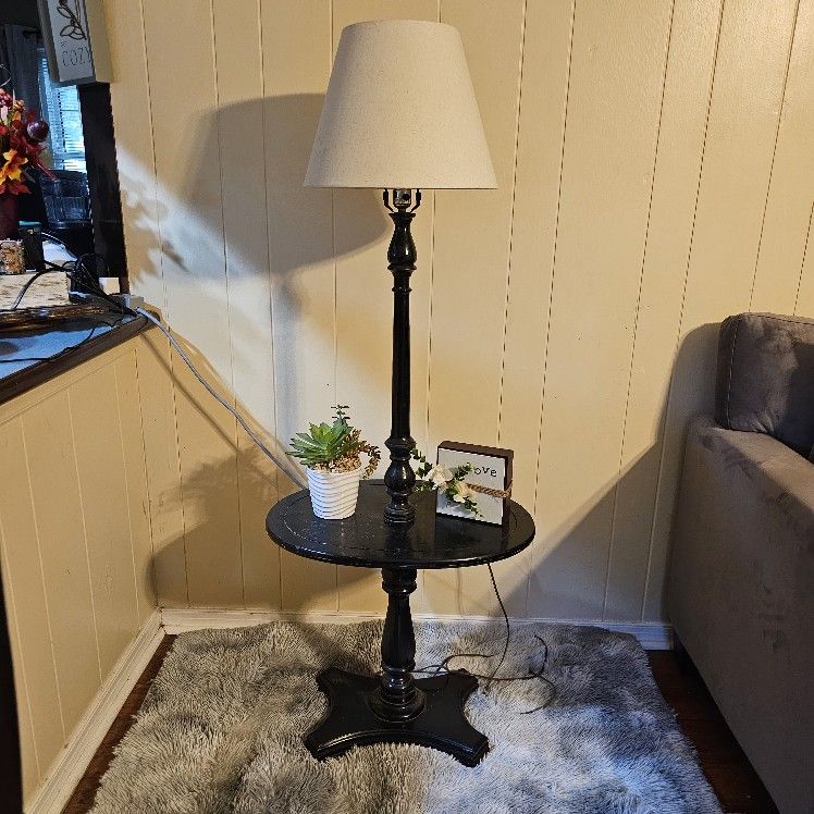 Vintage 1980's Floor Lamp With Table