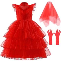 Red Party Dress Set for Girls (4–5 Years