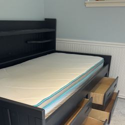 Solid Wood Twin Bed With Storage