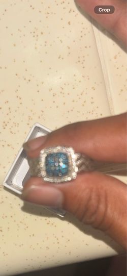 DESIGNER JS 925 STERLING SILVER NATURAL BLUE DIAMOND STATEMENT WOVEN RING