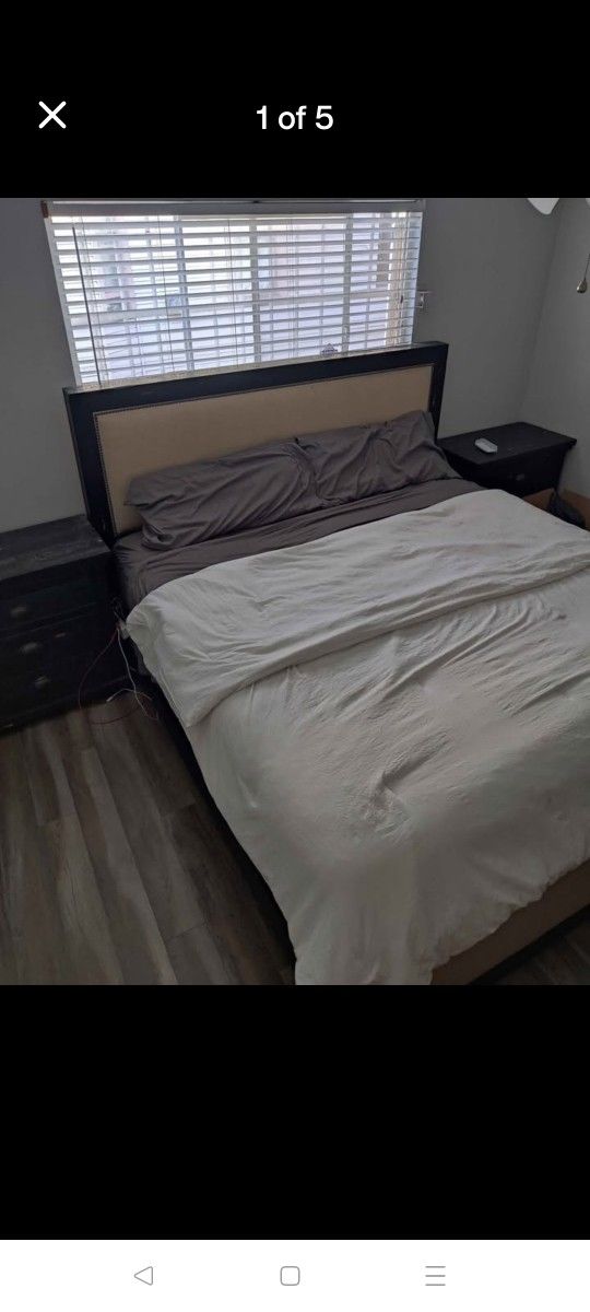 King Size Bed Frame, Night Stands, Media Center