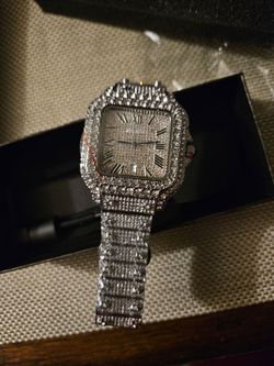 Authentic Silver Mossainite Diamond watch !
