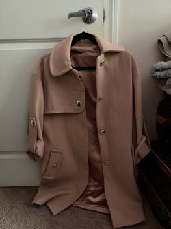Women’s Beige Oversized Wool-Look Coat | Long Winter Coat