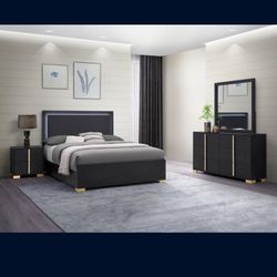 4 PC BEDROOM SET BRAND NEW IN BOX (MATTRESS AND CHEST SOLD SEPARATELY)