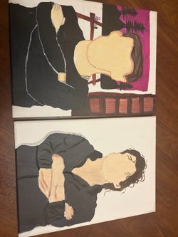 Original Acrylic Portrait Paintings on Canvas – Set of 2