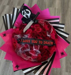 Halloween Gothic Red Rose Bouquet Arrangement