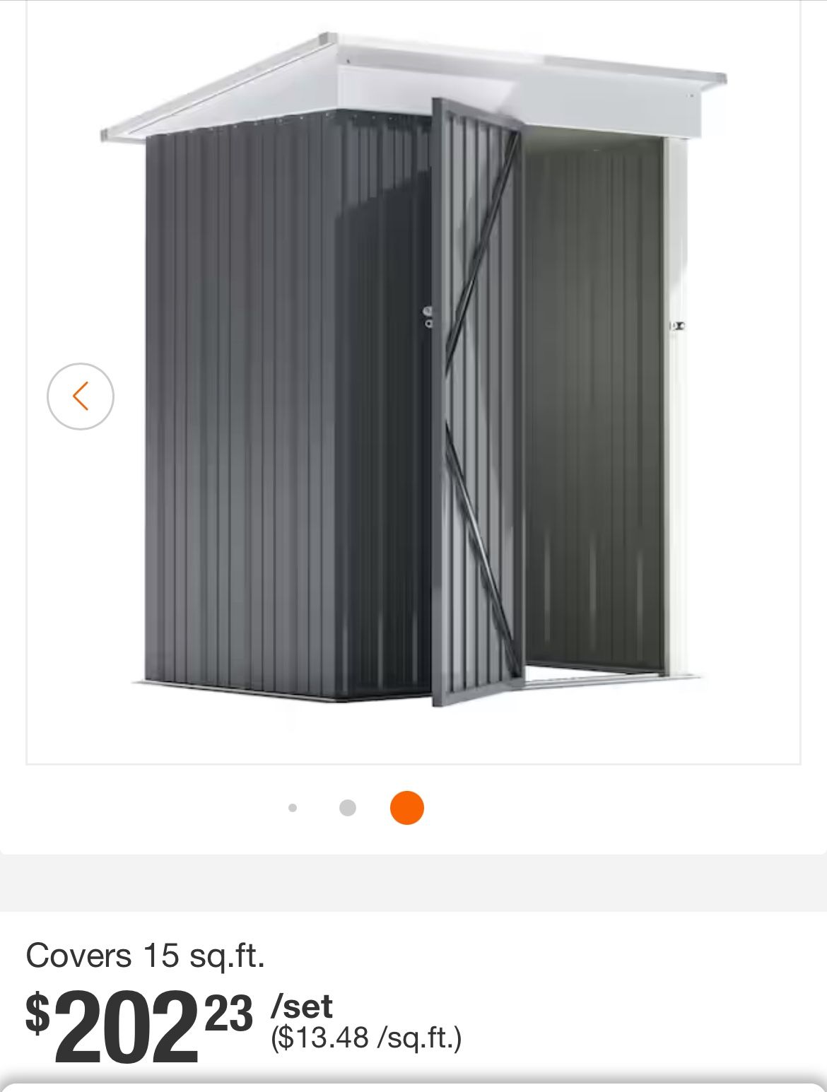 5 ft. W x 3 ft. D Outdoor Storage Metal Shed Utility Patio Shed for Garden and Backyard 15 sq. ft. in Gray
