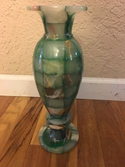 Green marble vase