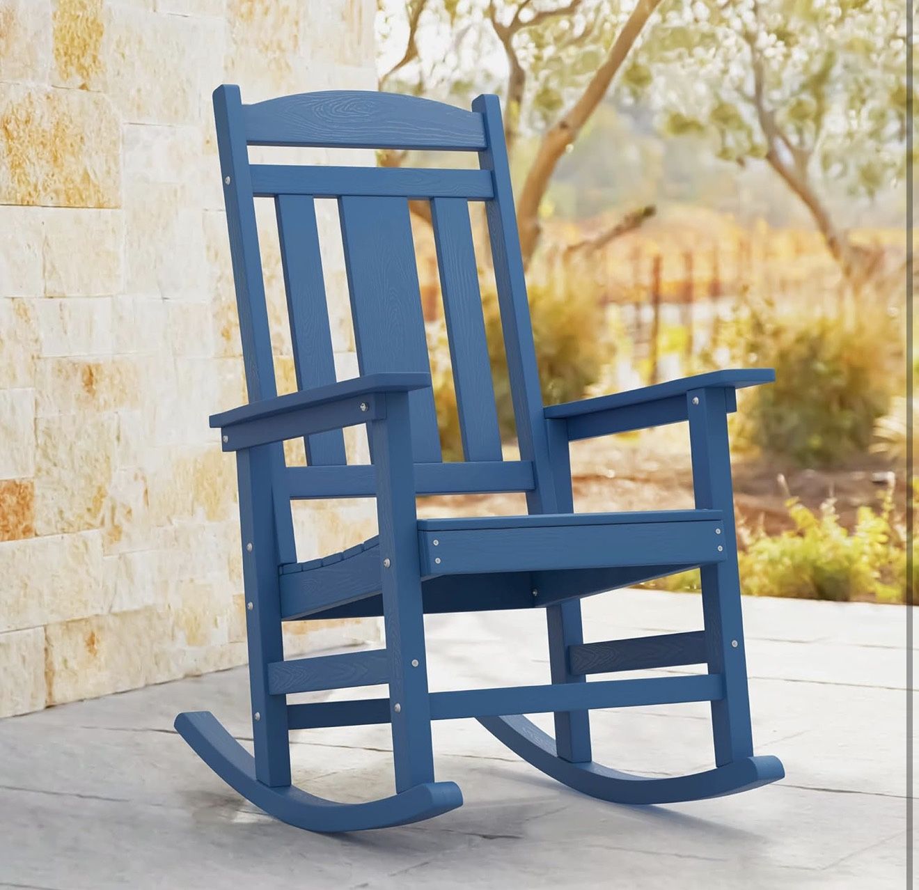 LUE BONA Rocking Chair Outdoor, Weather Resistant Poly Plastic Rocker ...