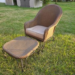 Wicker chair and ottoman
