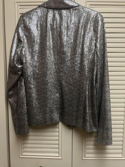 MK Michael Kors Blazer Jacket Womens 12 Sequins Classic Party Metallic Silver