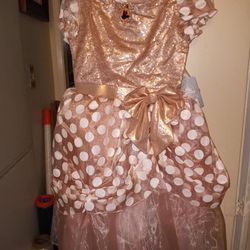 Minnie Mouse Disney Disneyland Sequin Dress Rose Gold 7   Mickey Ears Included NEW NEW