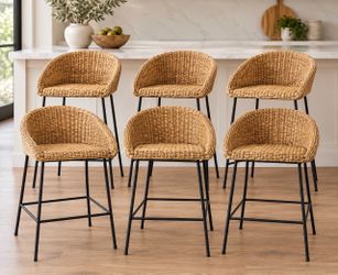 BRAND NEW Set of 6 Woven Bar Stools - In Box or Assembled