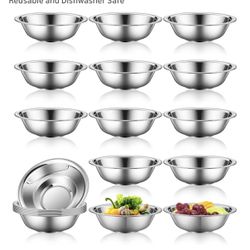 Tioncy 20 Pack Small Mixing Bowls, 6.3 Inch Stainless Steel Wide Nesting Prep Bowls Set with Flat Base for Sauces Serving Soup Snack Salad, 3/4 Quart 