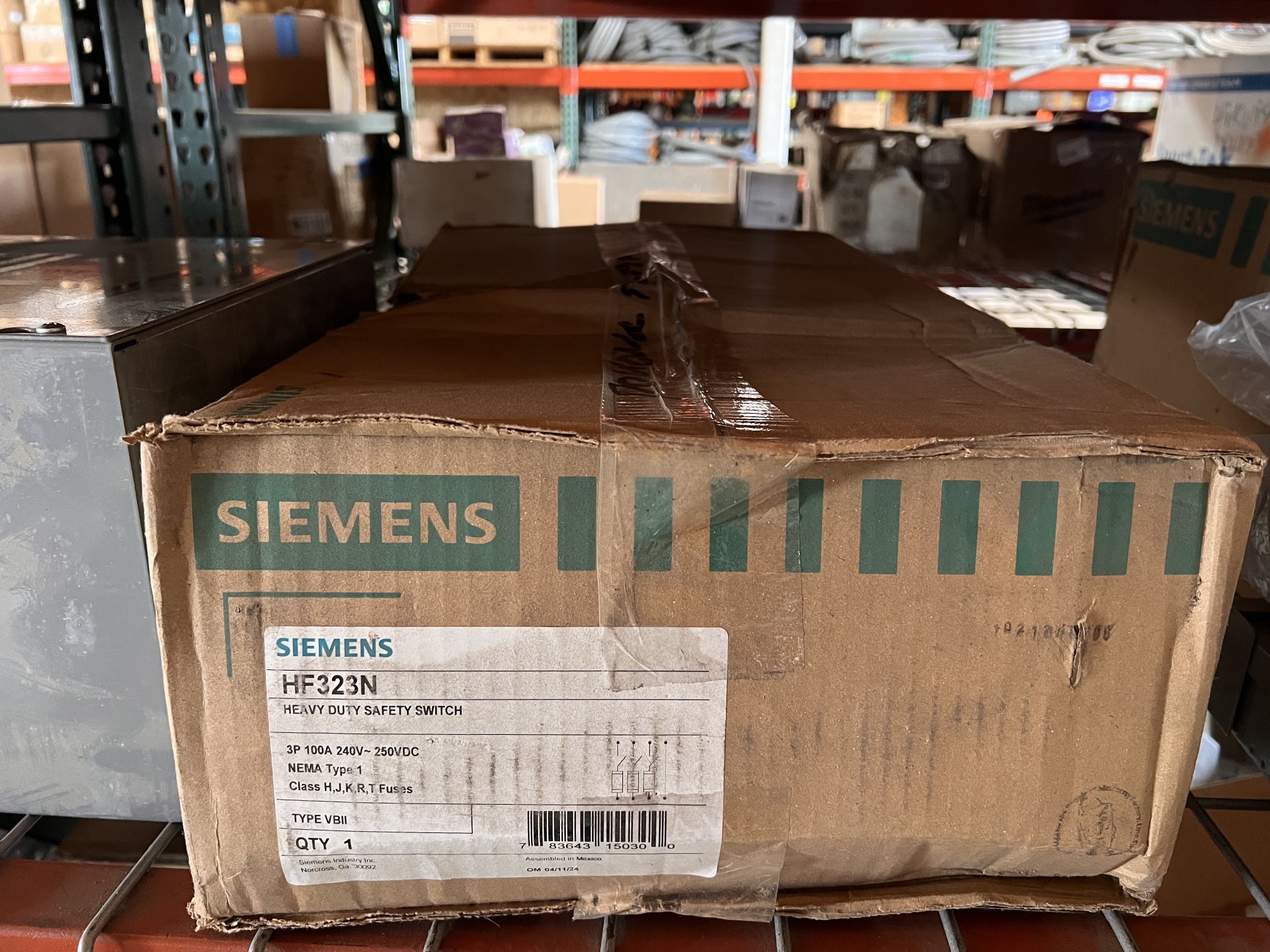 Siemens HF323N 100 Amp 3 Pole 240VAC/250/VDC Heavy Duty Safety Switch