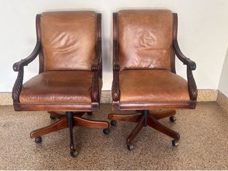 Pair of Sam Moore Leather Executive Desk Chairs