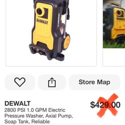 DEWALT 2800 PSI 1.0 GPM Electric Pressure Washer, Axial Pump, Soap Tank, Reliable Residential Cold Water Power Washer