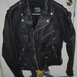 Vintage "Highway One" Men's Black Leather Motorcycle Jacket Size Large