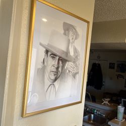 Framed Stevie Ray Vaughan Drawing 