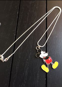 20” Silver Plated Necklace with Classic Mickey Mouse Pendant