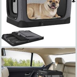 Feandrea 32 Inches Collapsible Soft Dog Crate, Portable Travel Dog Crate for Indoor and Outdoor Use, Dog Carrier Kennel with Safety Zippers, for Livin