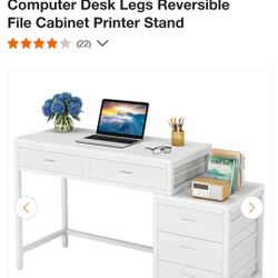 51.18 in. Retangular Industrial White Wood 5 Drawer Computer Desk Legs Reversible File Cabinet Printer Stand

$125 OBO