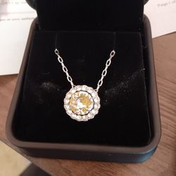 Silver Circle Pendant With Crystals